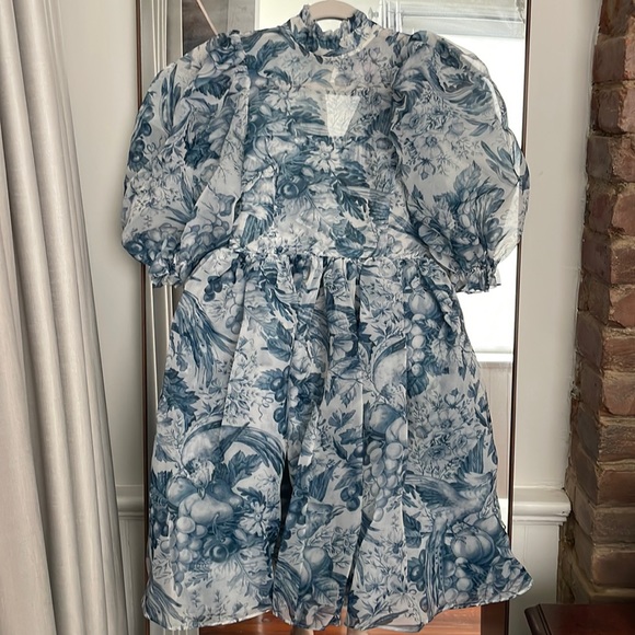 Selkie Dresses Selkie Royal Puff Louie Toile Blue Floral Dress Poshmark